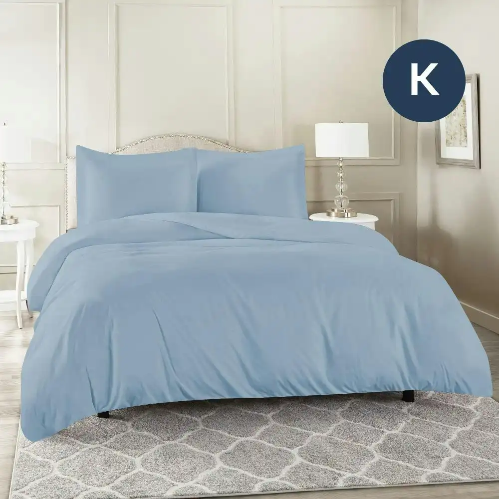 King Size Sky Color 1000TC 100% Cotton Quilt Doona Duvet Cover Pillowcase Set