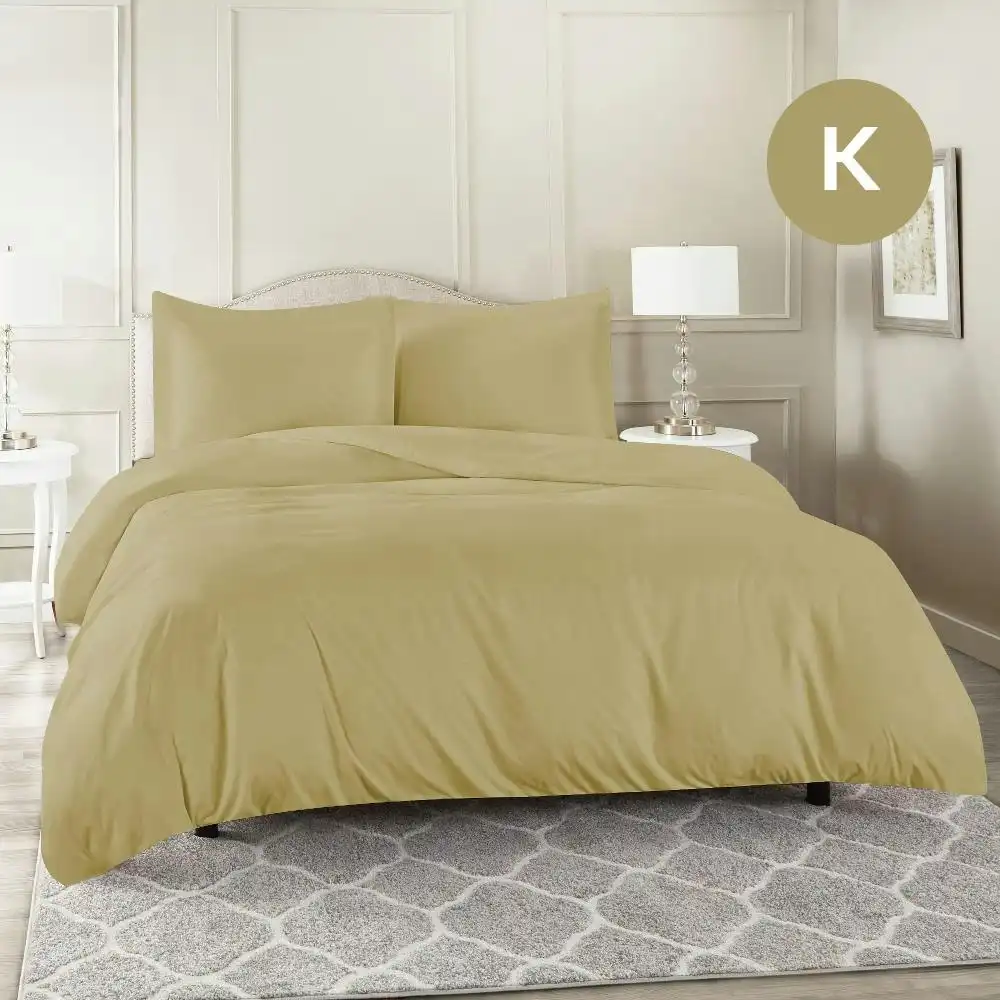 King Size Linen Color 1000TC 100% Cotton Quilt Doona Duvet Cover Pillowcase Set