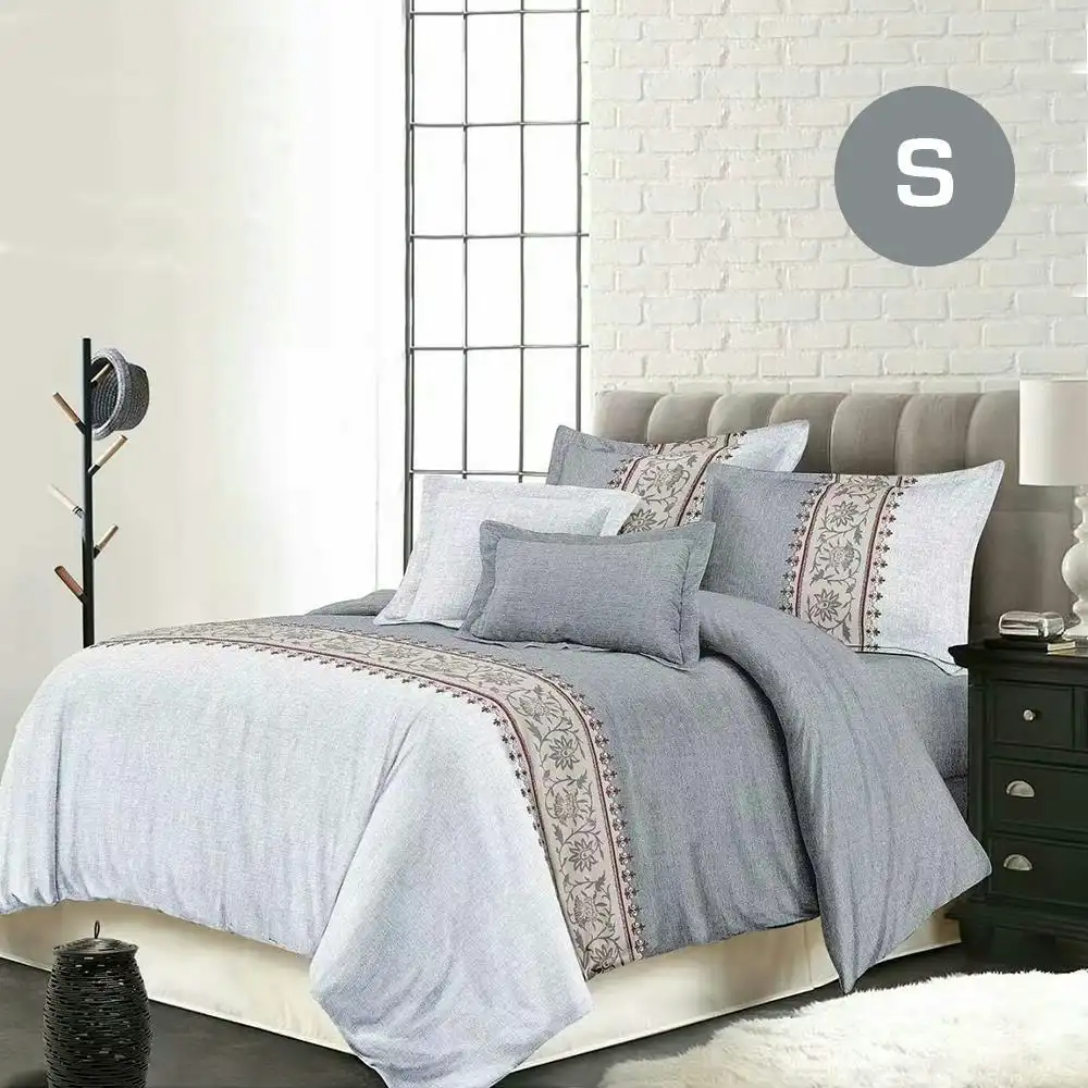 Bohemian Grey Quilt Doona Duvet Cover Set