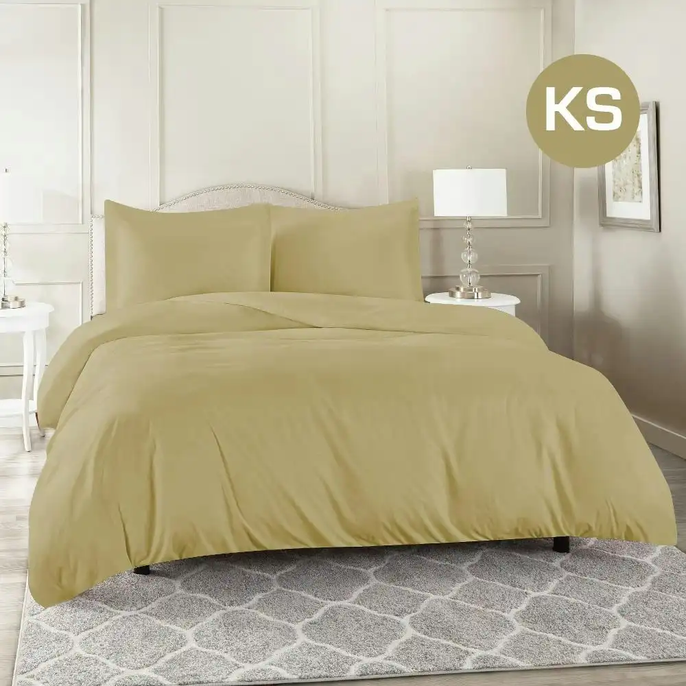 King Single Size Linen Color 1000TC 100% Cotton Quilt Doona Duvet Cover Pillowcase Set