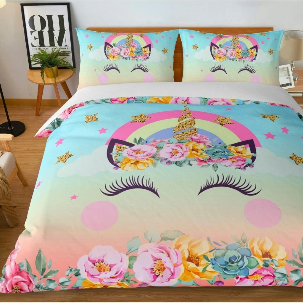 Shine Unicorn Quilt Doona Duvet Cover Set