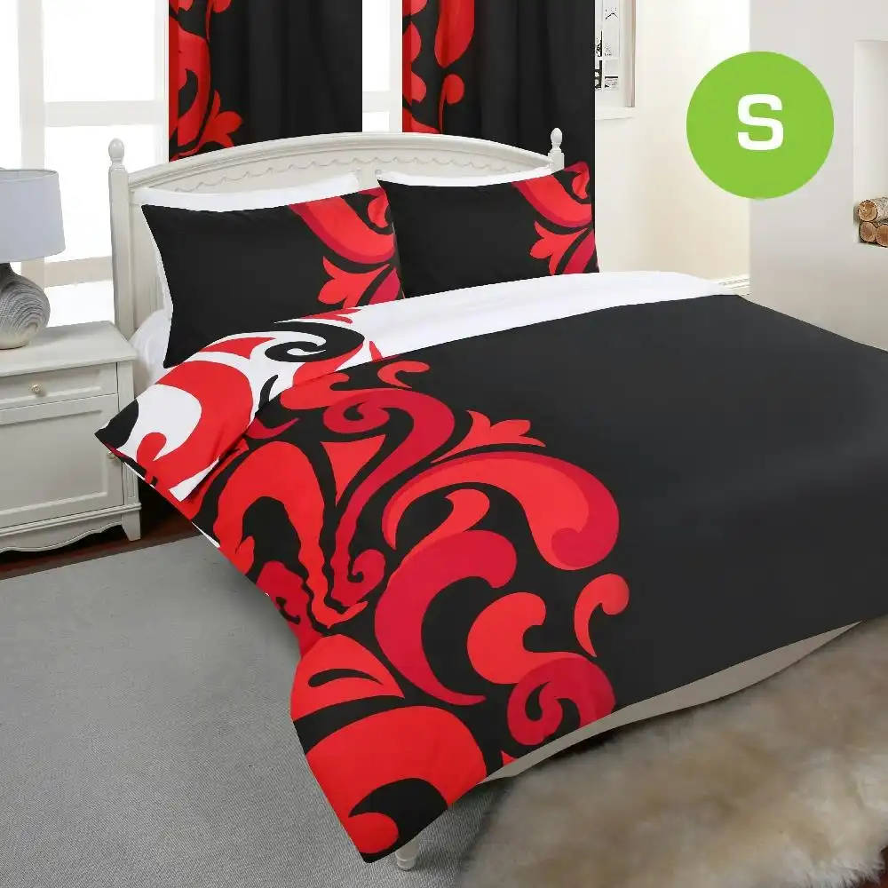 Grandeur Red Black Design Quilt Doona Duvet Cover Set