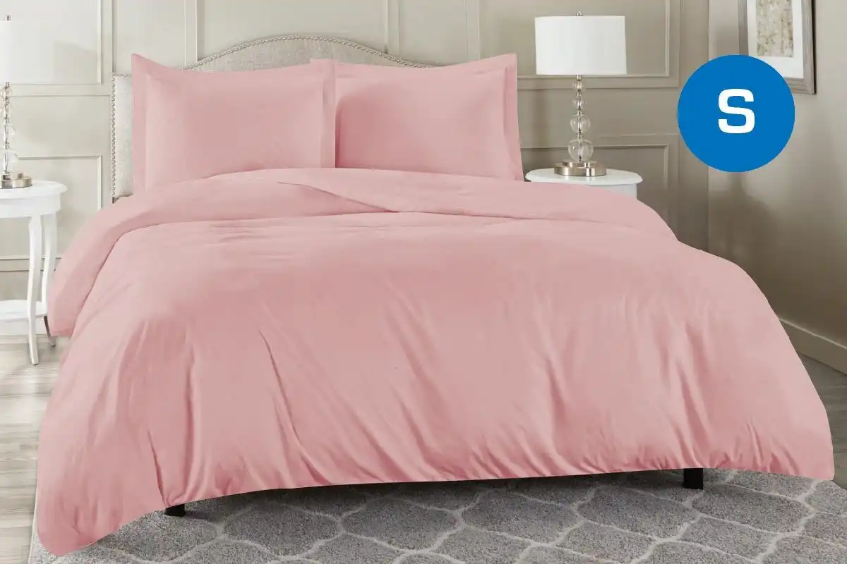 Single Size Blush Color 1000TC 100% Cotton Quilt Doona Duvet Cover Pillowcase Set