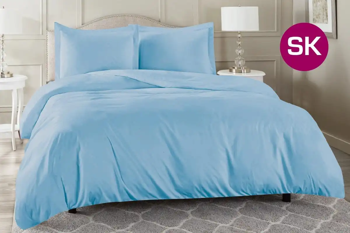Super King Size Aqua Color 1000TC 100% Cotton Quilt Doona Duvet Cover Pillowcase Set