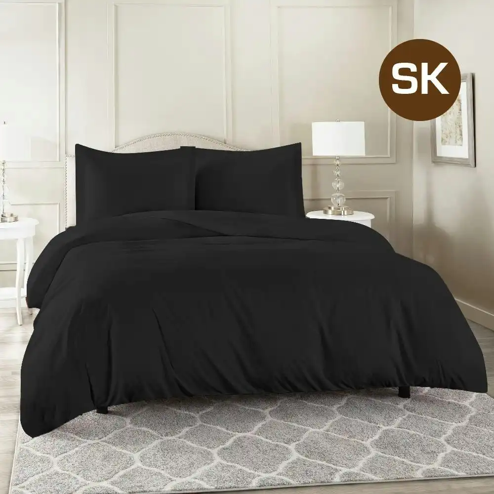 Super King Size Black Color 1000TC 100% Cotton Quilt Doona Duvet Cover Pillowcase Set