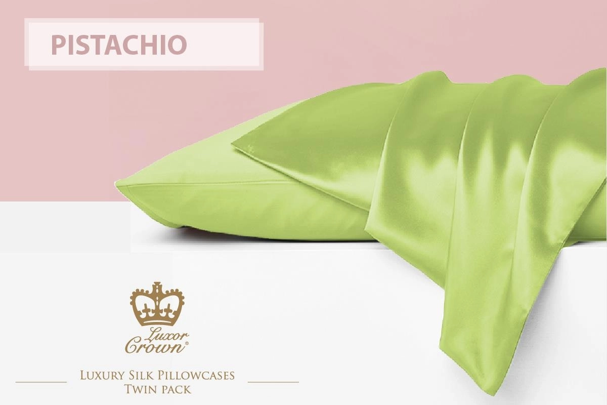 Two Mulberry Silk Pillowcases PISTACHIO