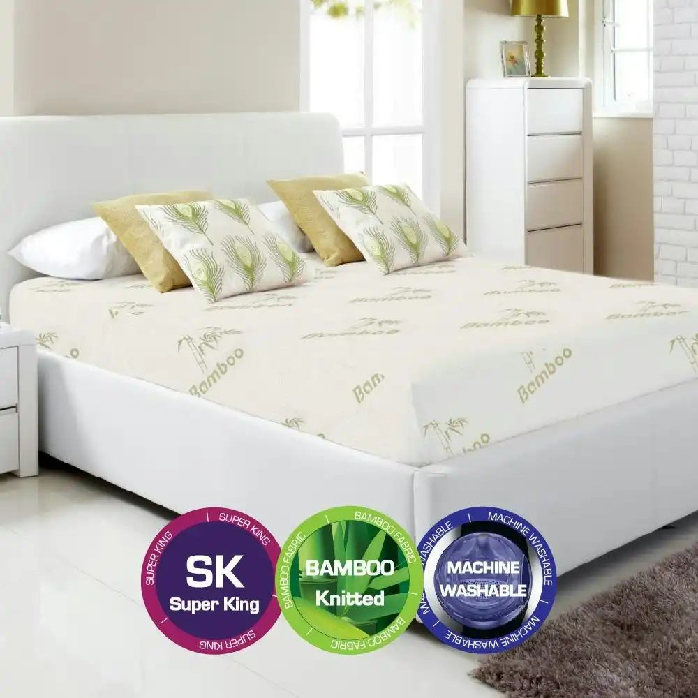 Bamboo Print Fully Fitted Mattress Protector -Super King