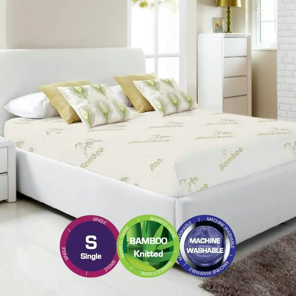 Bamboo Print Fully Fitted Mattress Protector -Single