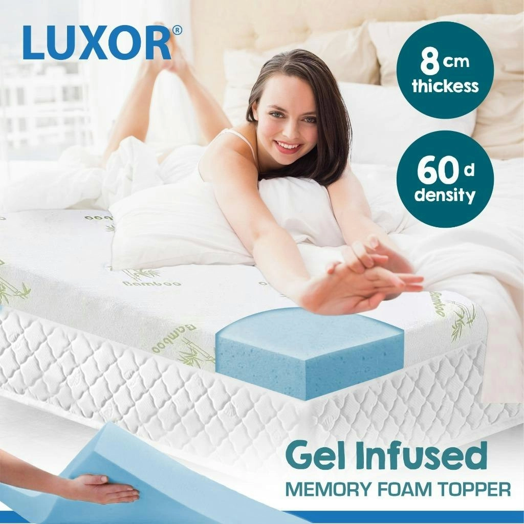 8cm Cool Gel Bamboo Cover Memory Foam Mattress Topper Protector Underlay