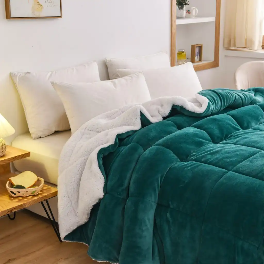 Aus Made Teal Luxor Teddy Bear Fleece 700GSM Winter Super Warm Quilt Comforter