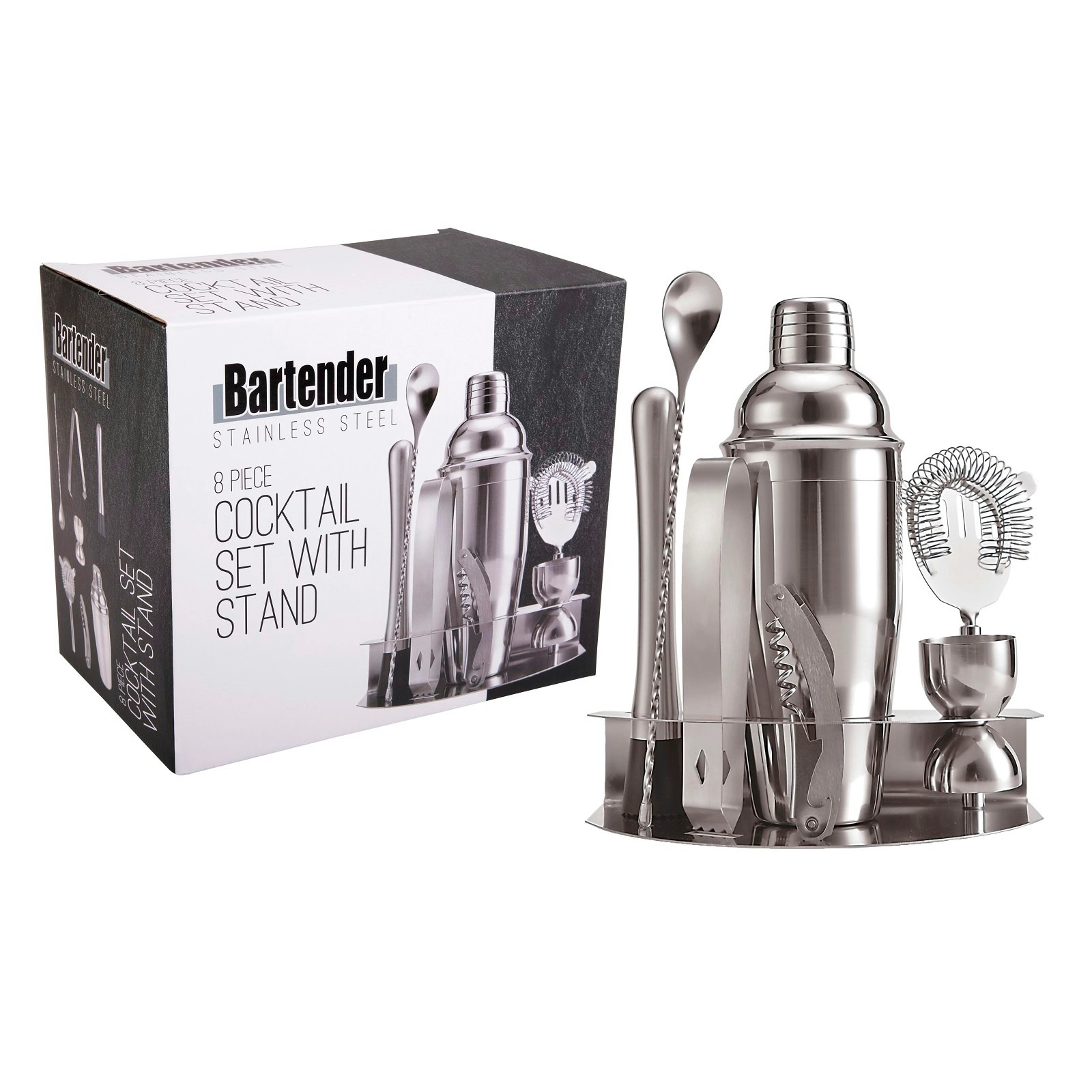 Bartender 8 Piece Cocktail Set With Stand