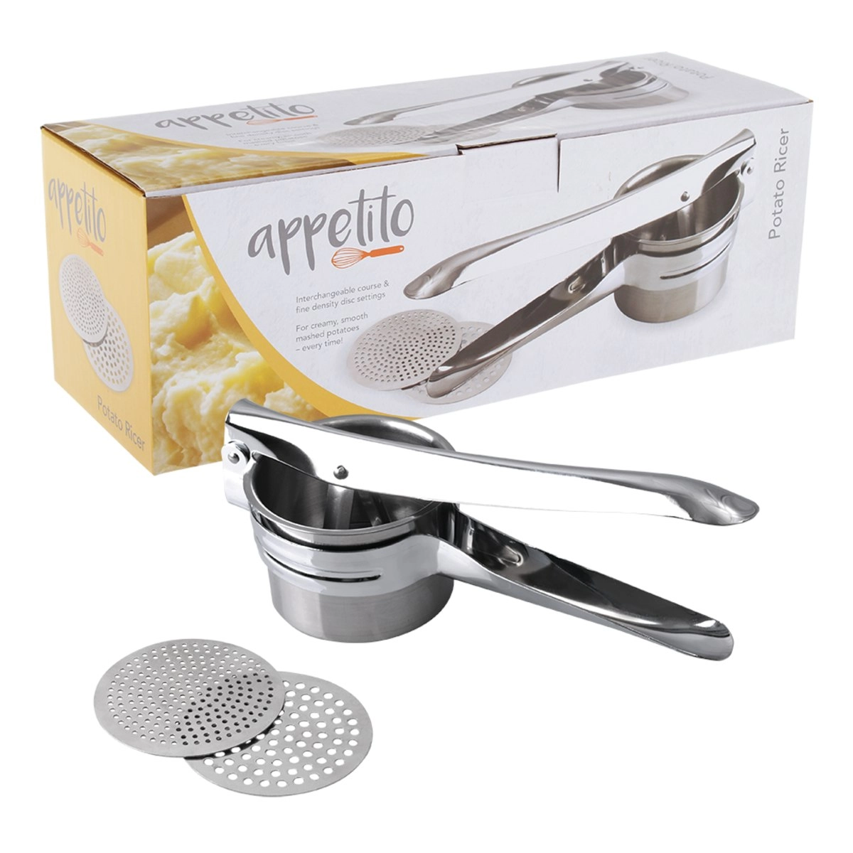 Appetito Stainless Steel & Chrome Potato Ricer