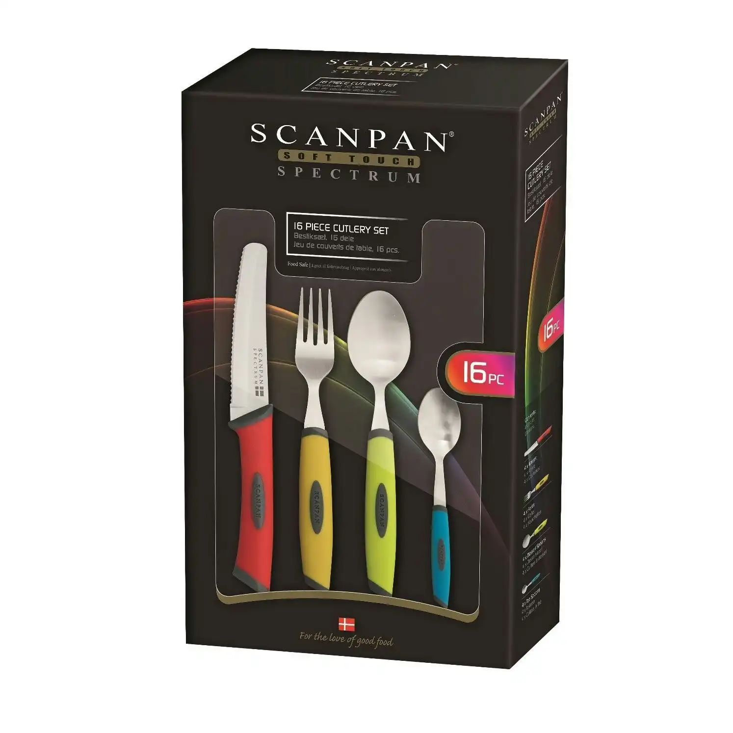 Scanpan Soft Touch Spectrum 16 Piece Cutlery Set   Coloured