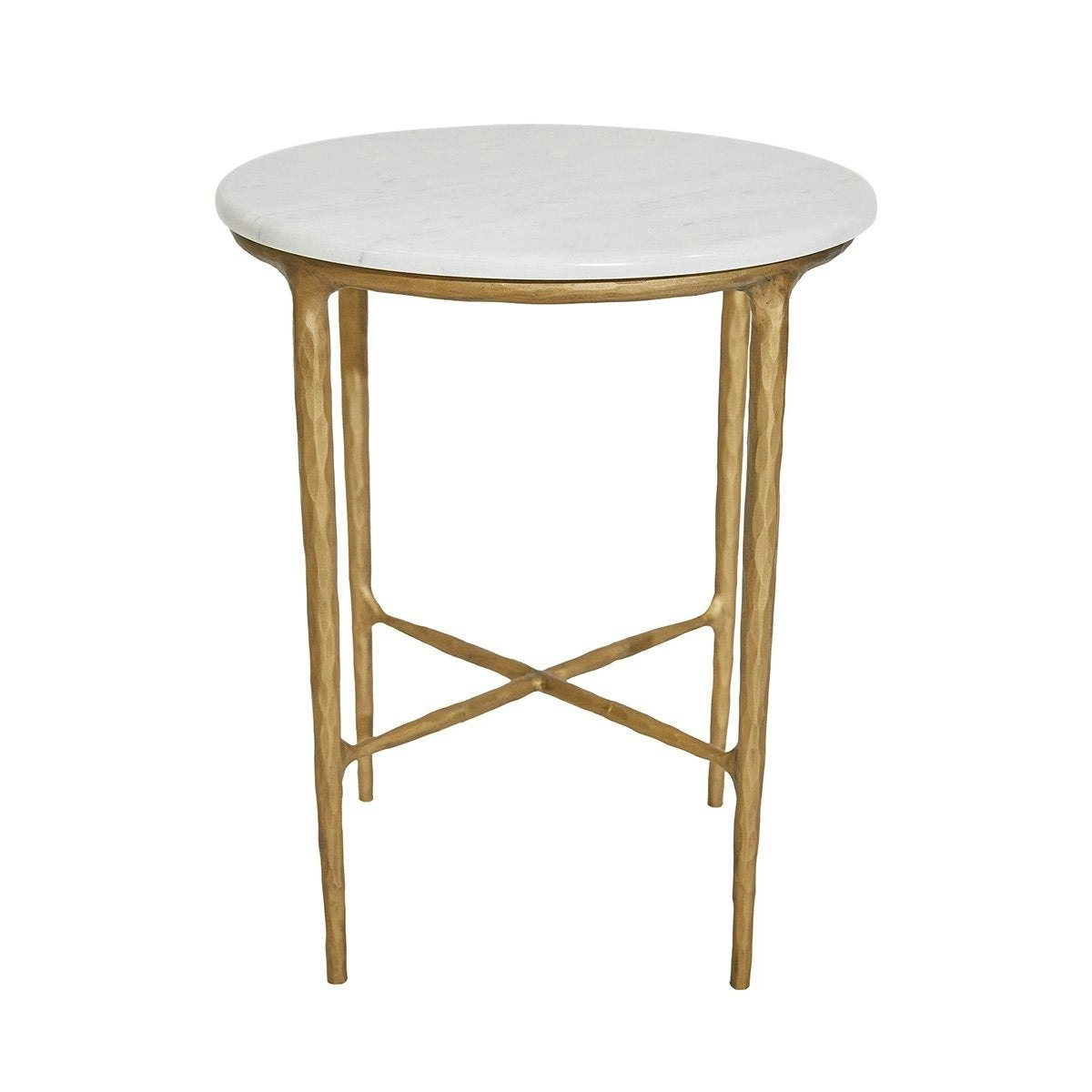 Heston Round Marble Side Table - Brass