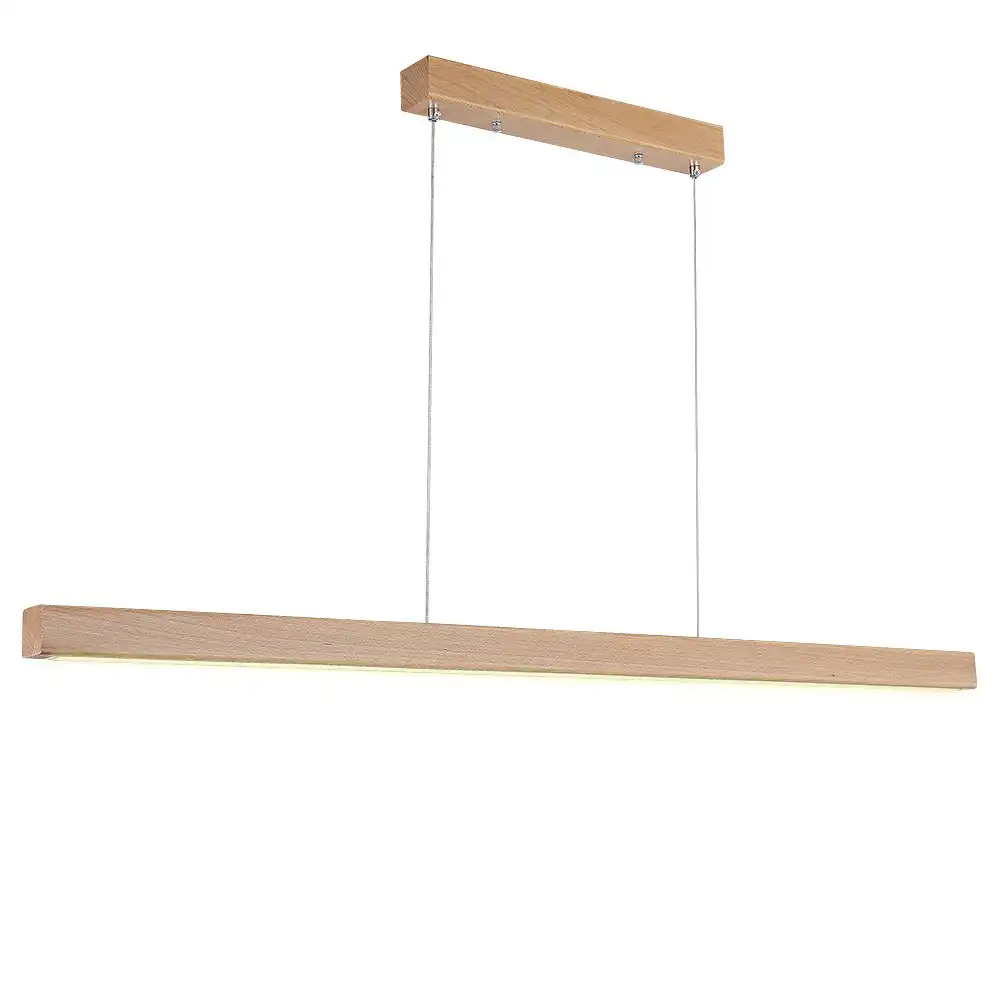 Krear 180CM Wooden Pendant Light Rectangle LED Strips Linear Lighting Beech Wood