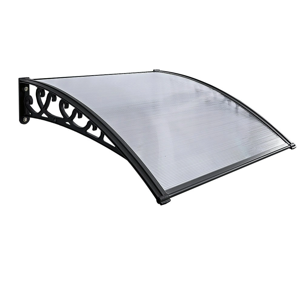 Groverdi Window Door Awning Outdoor Canopy Patio Rain Shield Cover DIY 1Mx1M Black Clear