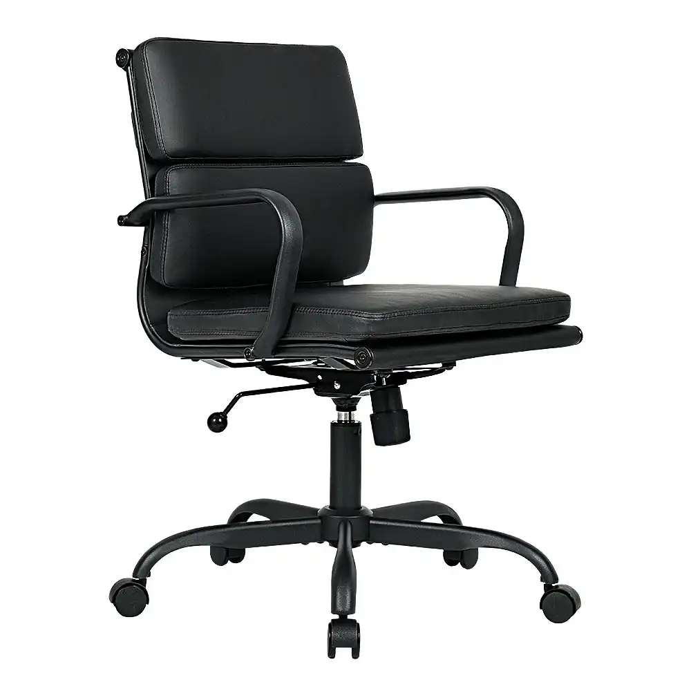 Furb Executive Office Chair Ergonomic Chair Mid-Back PU Leather All Black