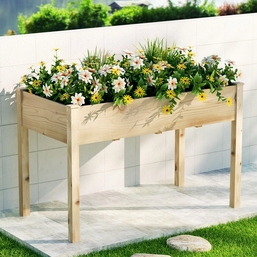 Green Fingers Garden Bed Elevated 120x60x80cm Wooden Planter Box Raised Container