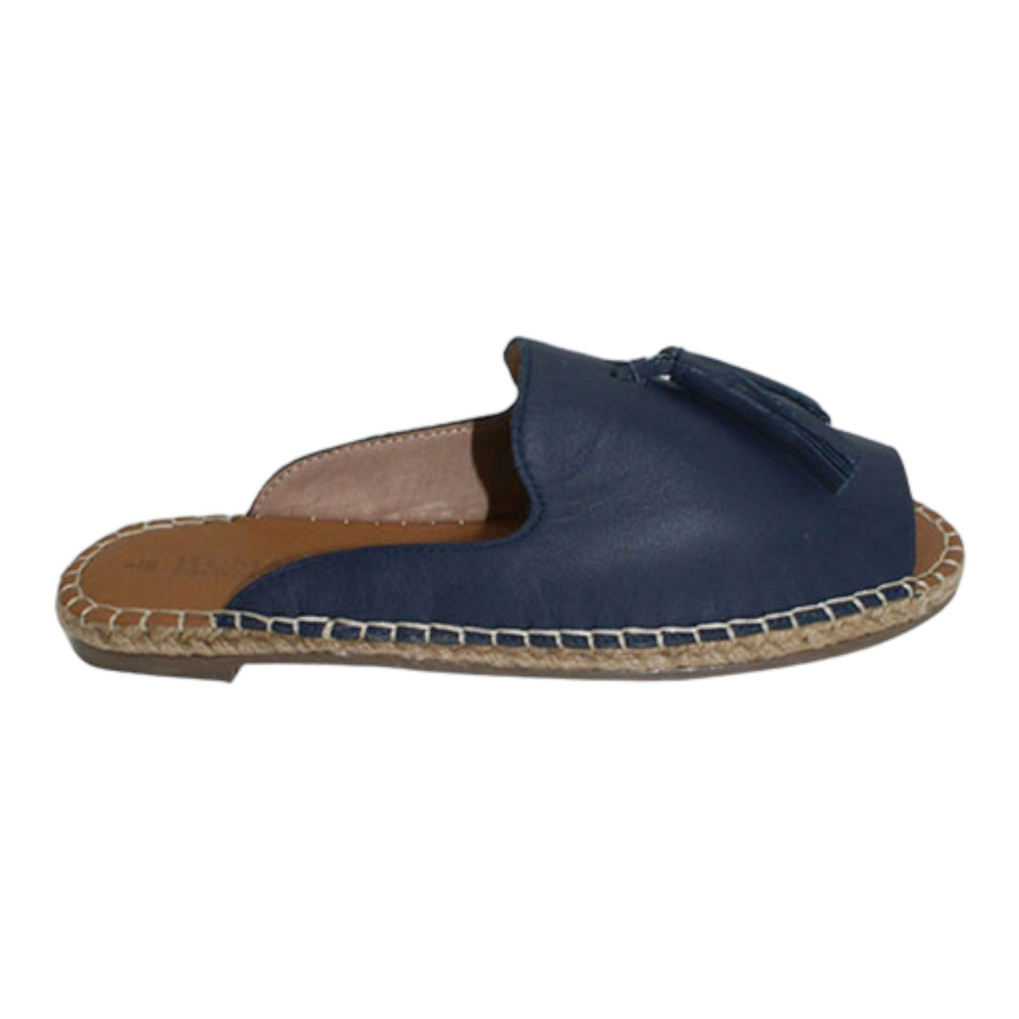 Via Leather Espadrille Navy