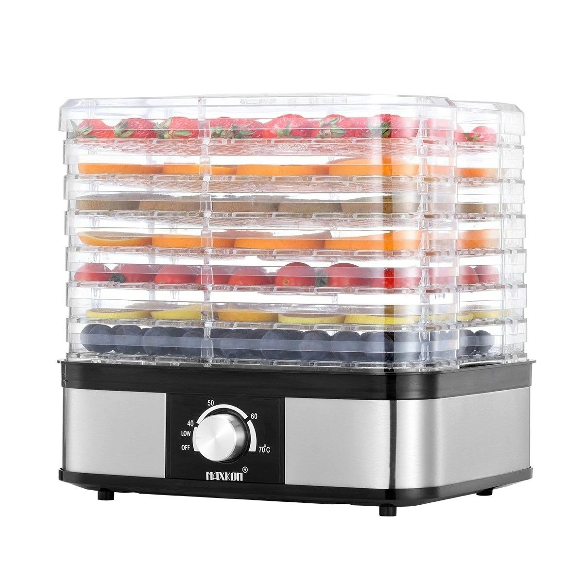 Maxkon Food Dehydrator Fruit Meat Dryer Beef Jerky Maker with 7 Adjustable Trays   Black