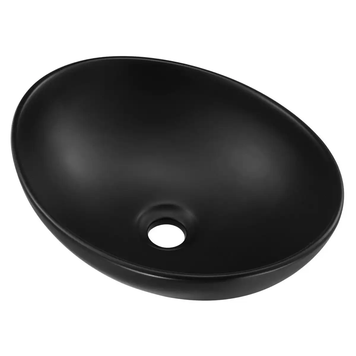 LUXSUITE Black Bathroom Sink Basin Vessel Wash Washing Vanity Bowl Countertop Above Counter Toilet Bath Hand Modern Oval Ceramic