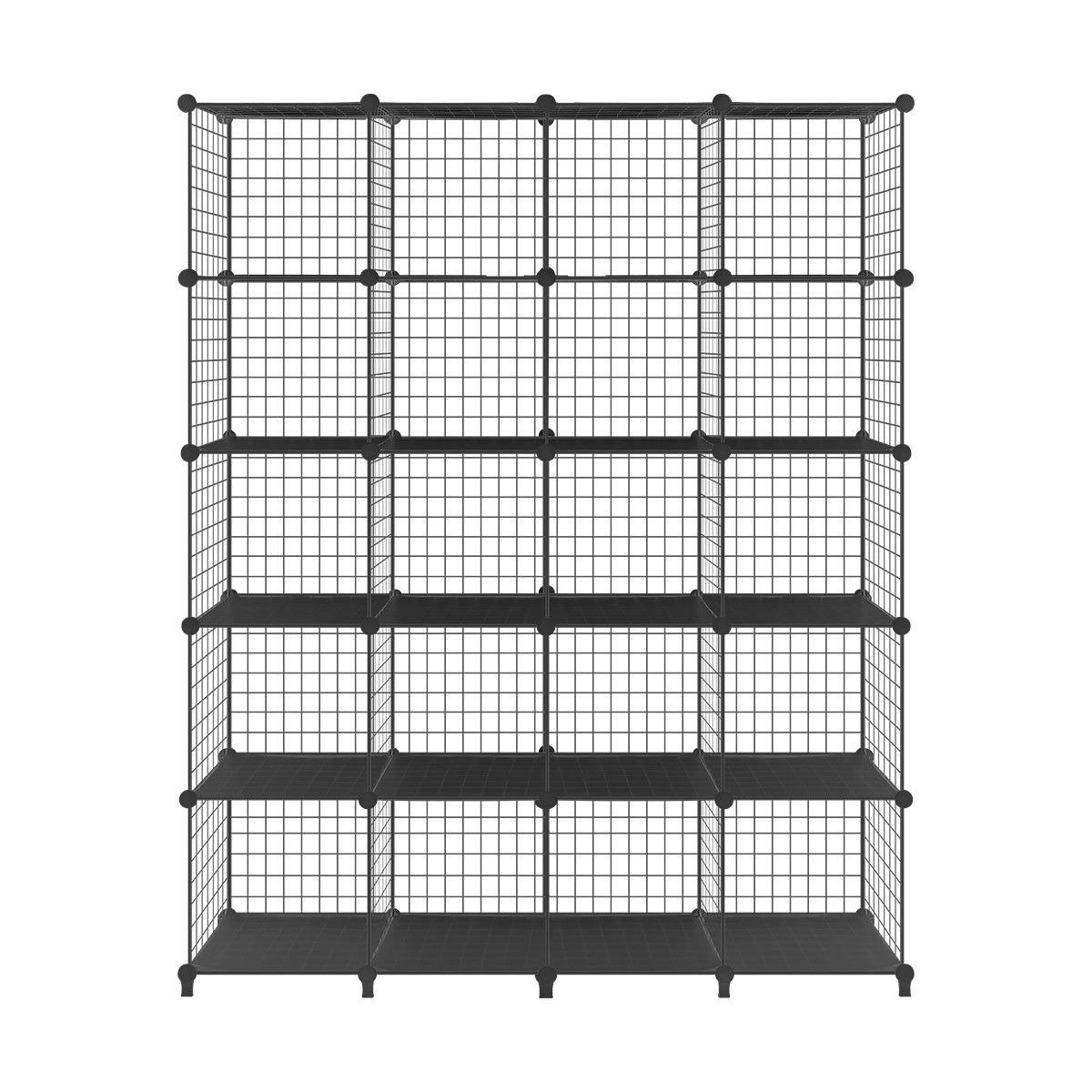 Ausway Metal Wire Cube Storage DIY 20 Cubes Modular Storage Shelf Closet Black