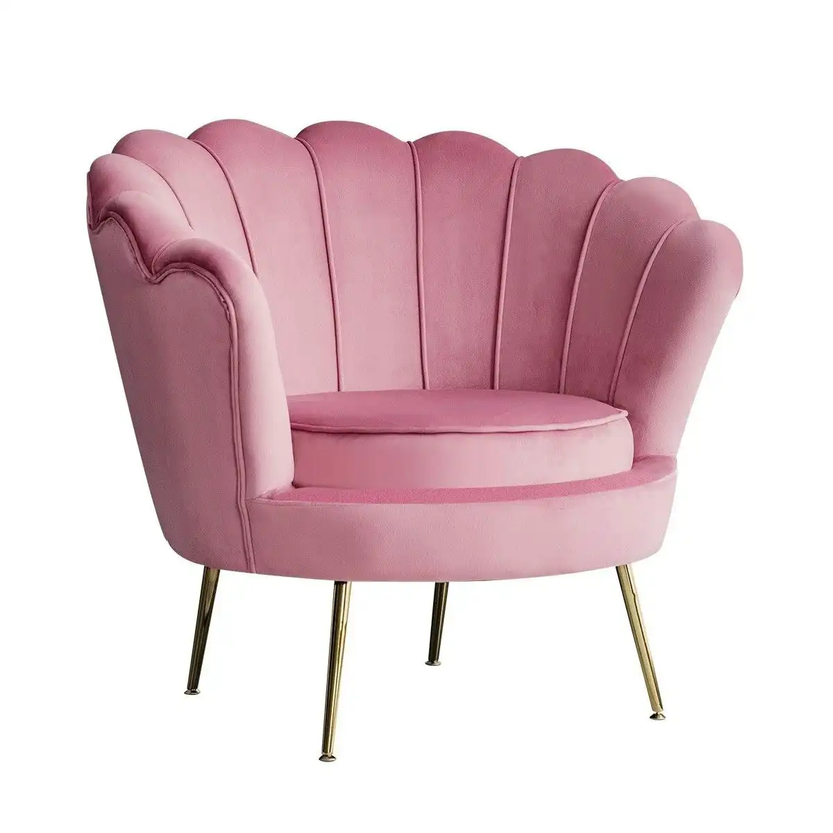 Ausway Upholstered Velvet Accent Armchair Lounge Chair Soft Single Sofa Dining Chair Pink