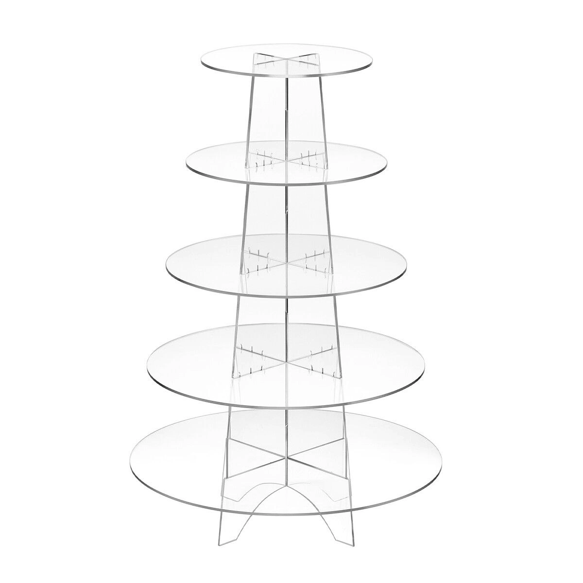 Ausway Acrylic Cupcake Stand 5 Tier Display Shelf Tower Unit Bakery Cake Donut Model Pastry Holder Round Clear for Wedding Party