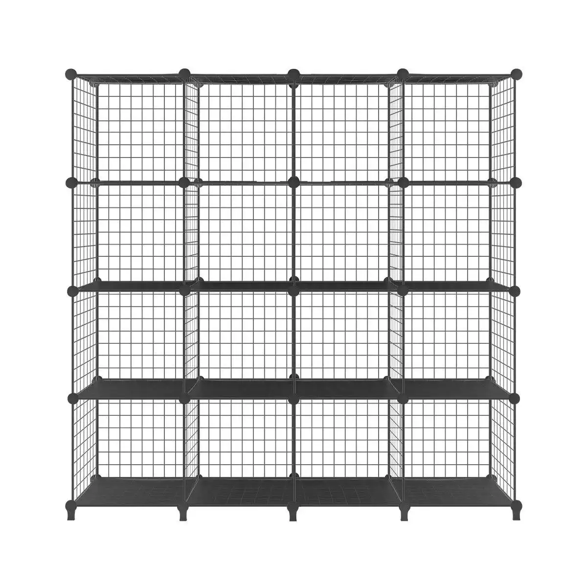 Ausway Metal Wire 16-Cube Organizer DIY Storage Modular Cabinet for Toys Books Clothes Black