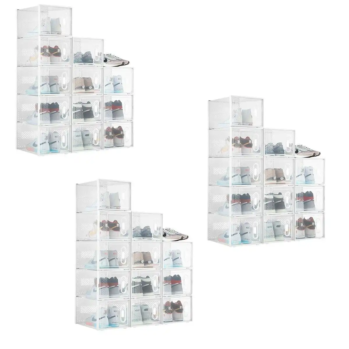 Ausway 36PCS Shoe Storage Box Sneaker Display Case Clear Plastic Boxes Extra Large Stackable Organiser x3