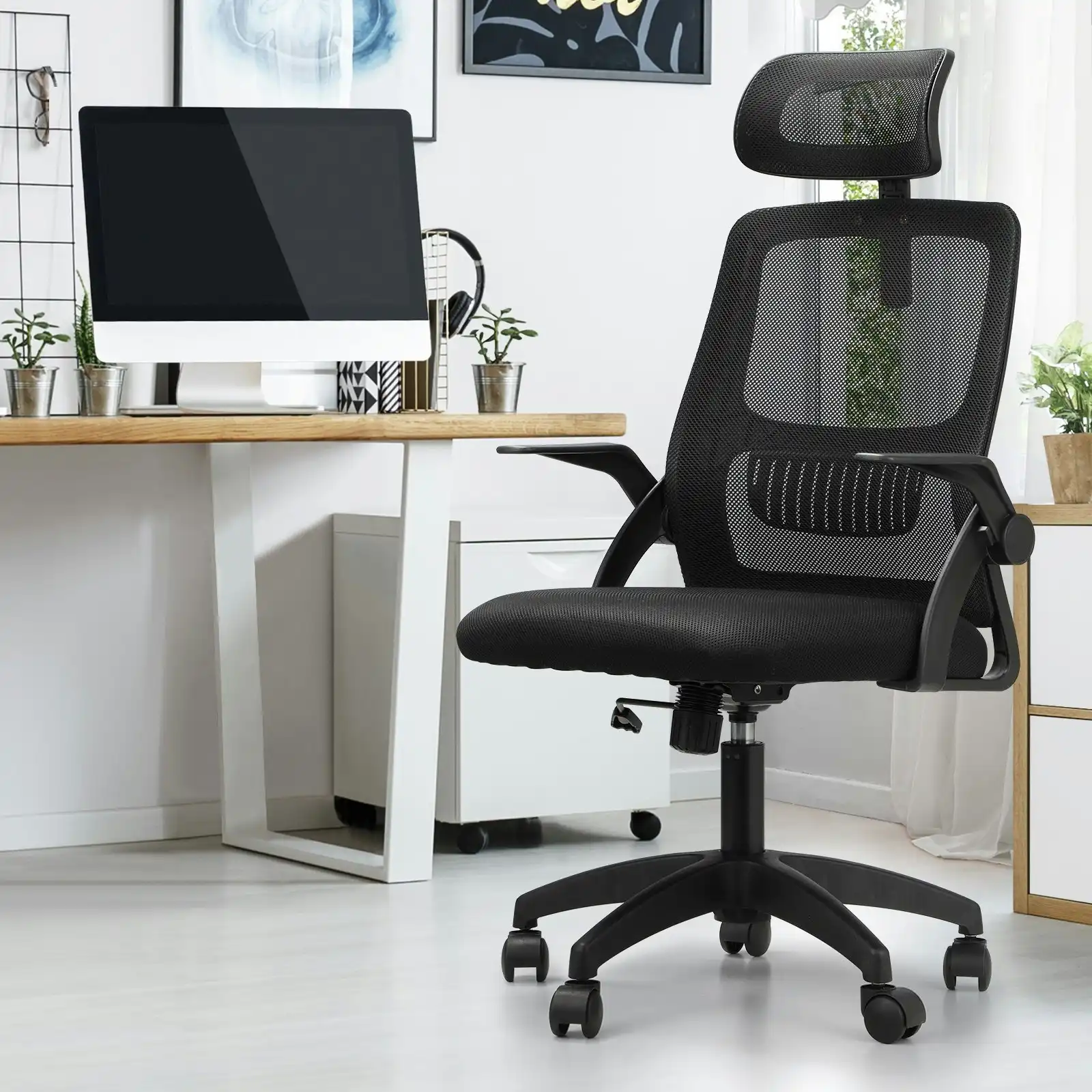 Oikiture Mesh Office Chair Executive Fabric Gaming Seat Racing Computer Black1