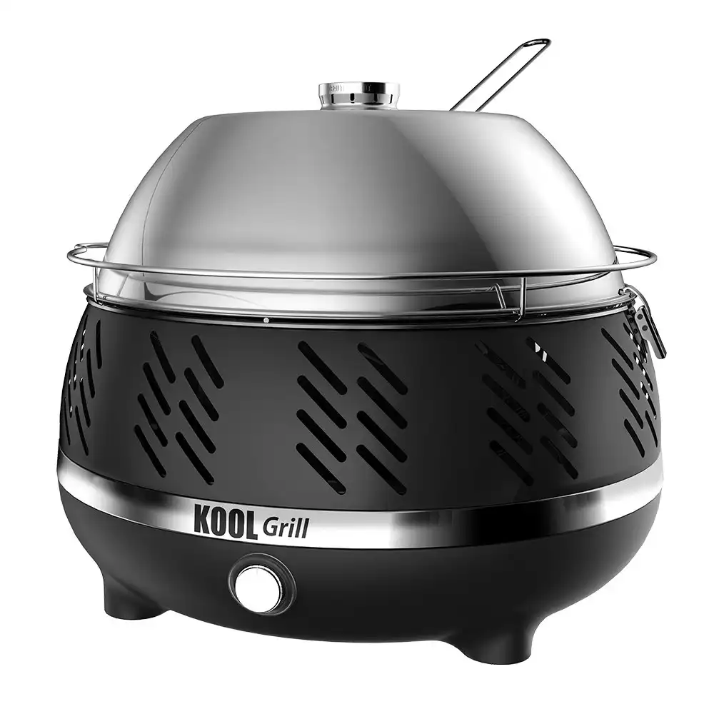 Kool Grill V2 Portable Outdoor Charcoal Grill BBQ/Roaster w/Dome Lid Black 41cm