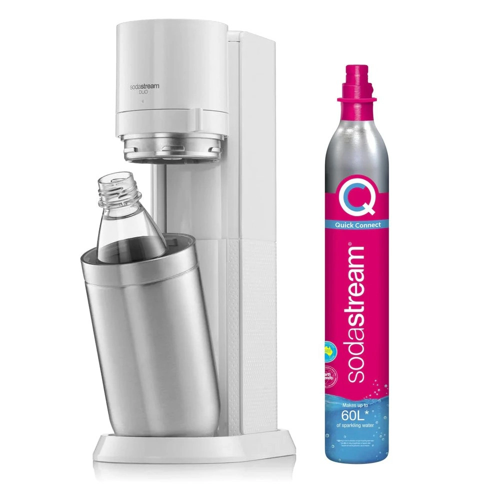 SodaStream Duo Sparkling/Fizzy Water Soda Drink Maker White 60L w/1L Bottle