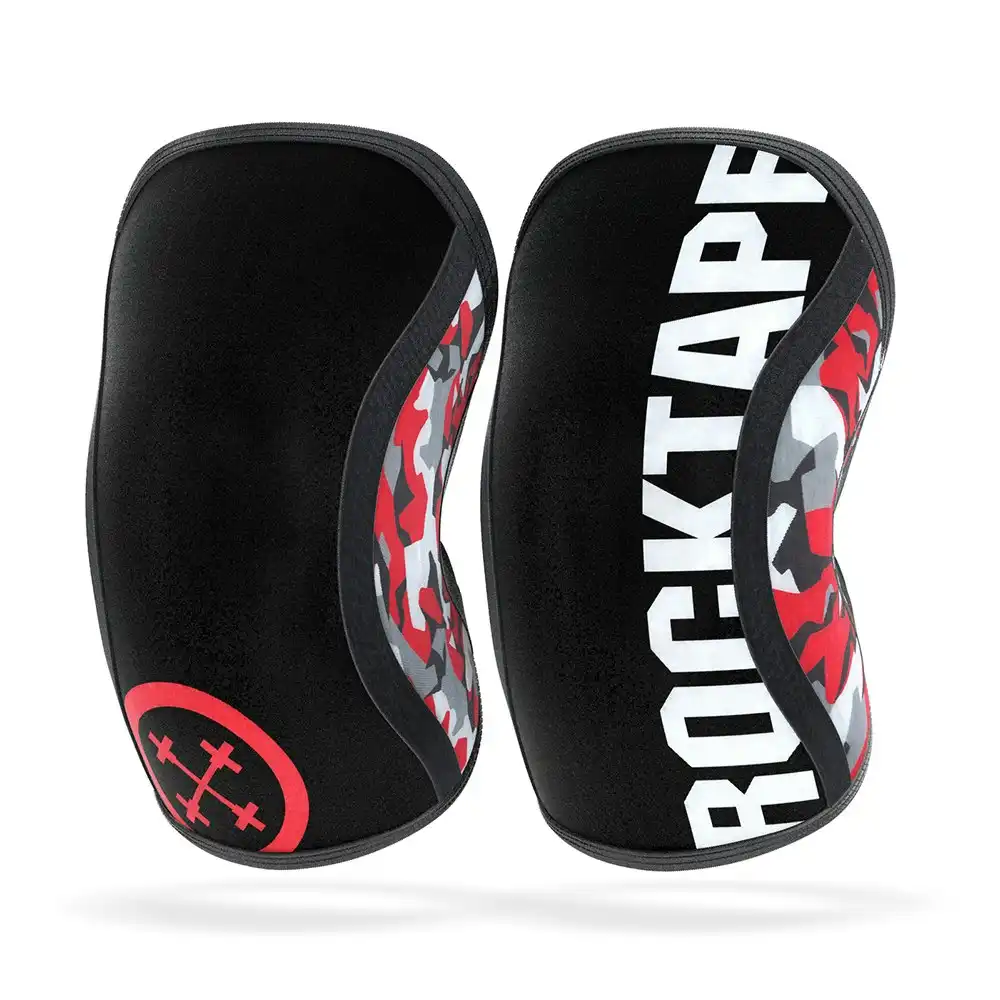 Rocktape Small 5mm Assassins Knee Sleeves Compression Squat/Deadlift Support Red