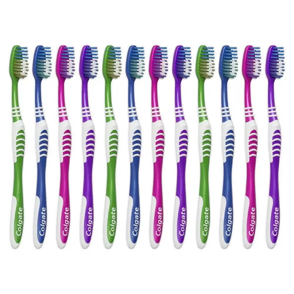 12pc Colgate Extra Whole Mouth Clean Medium Manual Toothbrushes Set Assorted
