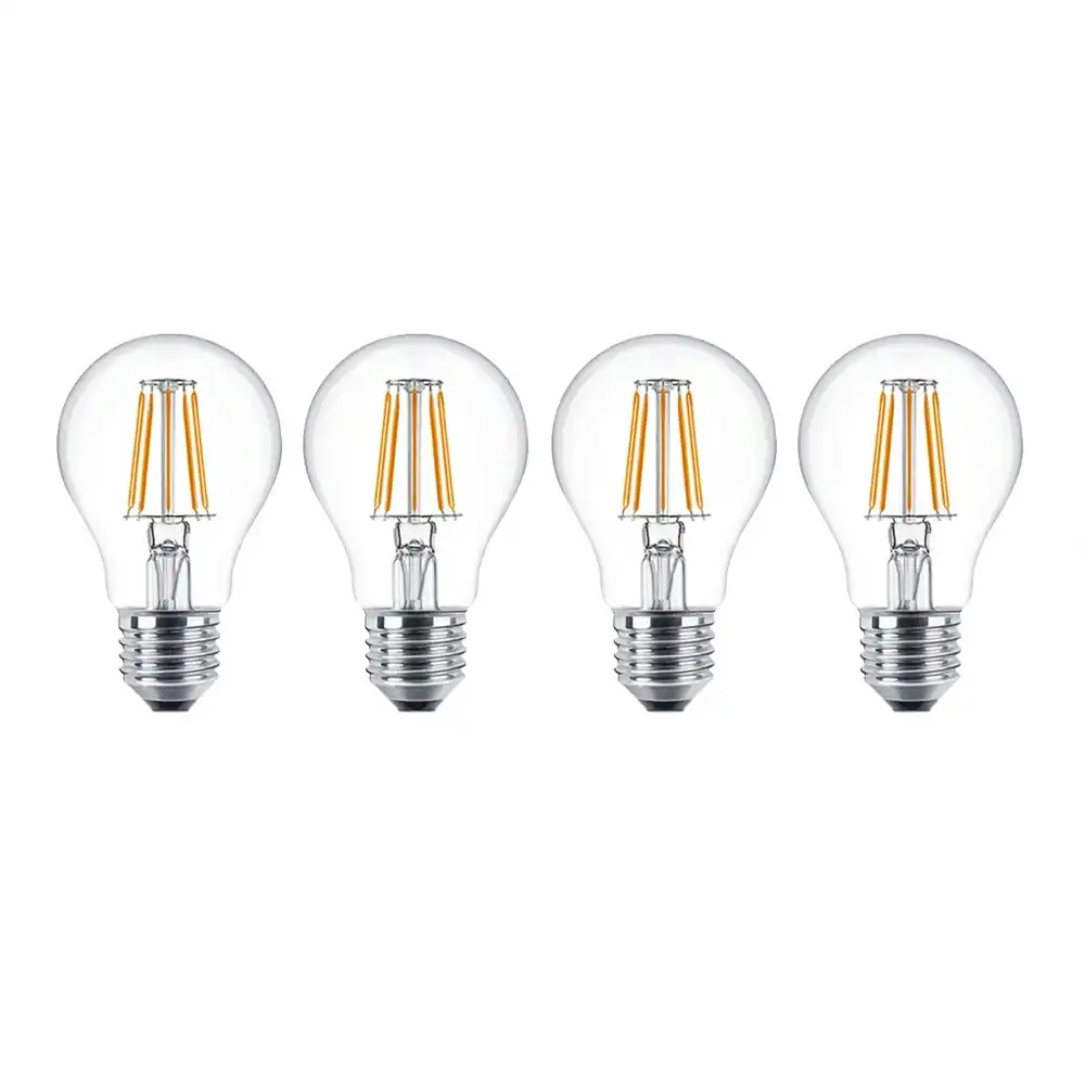 4x Sansai Home/Office LED 800lm Light Bulb A60 Filament 8W E27 Screw Warm WHT