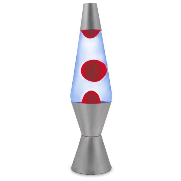 Blue/Red Wax Liquid Lava Lamp Party Retro Style Decor Night Light Silver 37cm