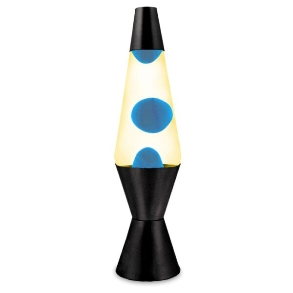 Yellow/Blue Wax Liquid Lava Lamp Party Decor Night Light Black Retro Set 37cm