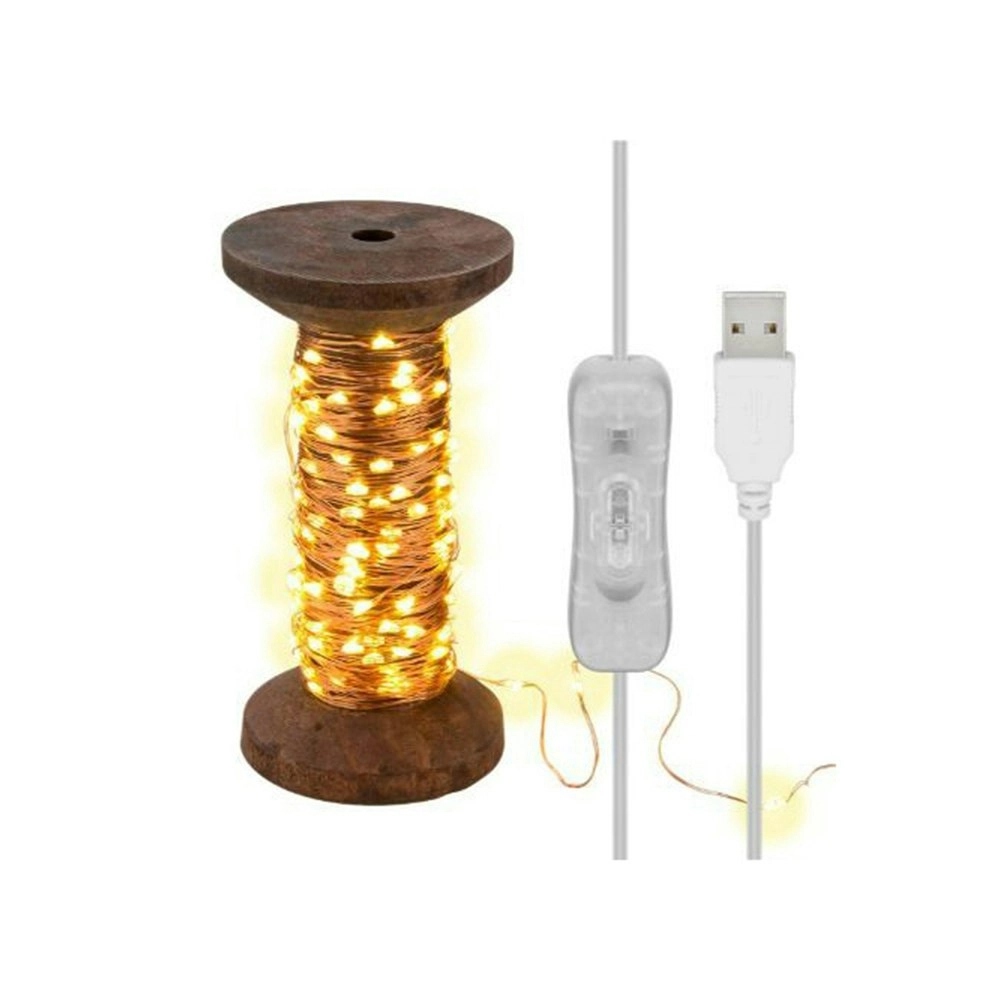 Goobay 15m Battery-Operated Warm White LED Fairy Light Chain Yarn Bobbin Large