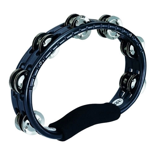 Meinl Percussion 2-Row Handheld Steel Jingles Tambourine Musical Instrument BLK