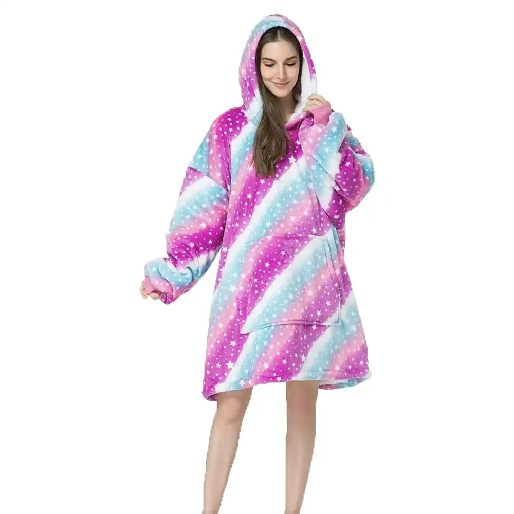 Hotto Premium Womens Hooded Blanket Cuddle Hoodie Ultra Soft One Size Galaxy