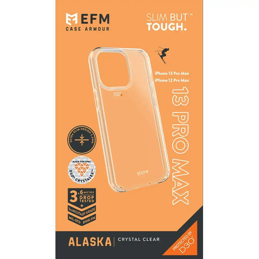 EFM Alaska Phone Case Armour Cover w/ D3O Crystalex For iPhone 13 Pro Max Clear