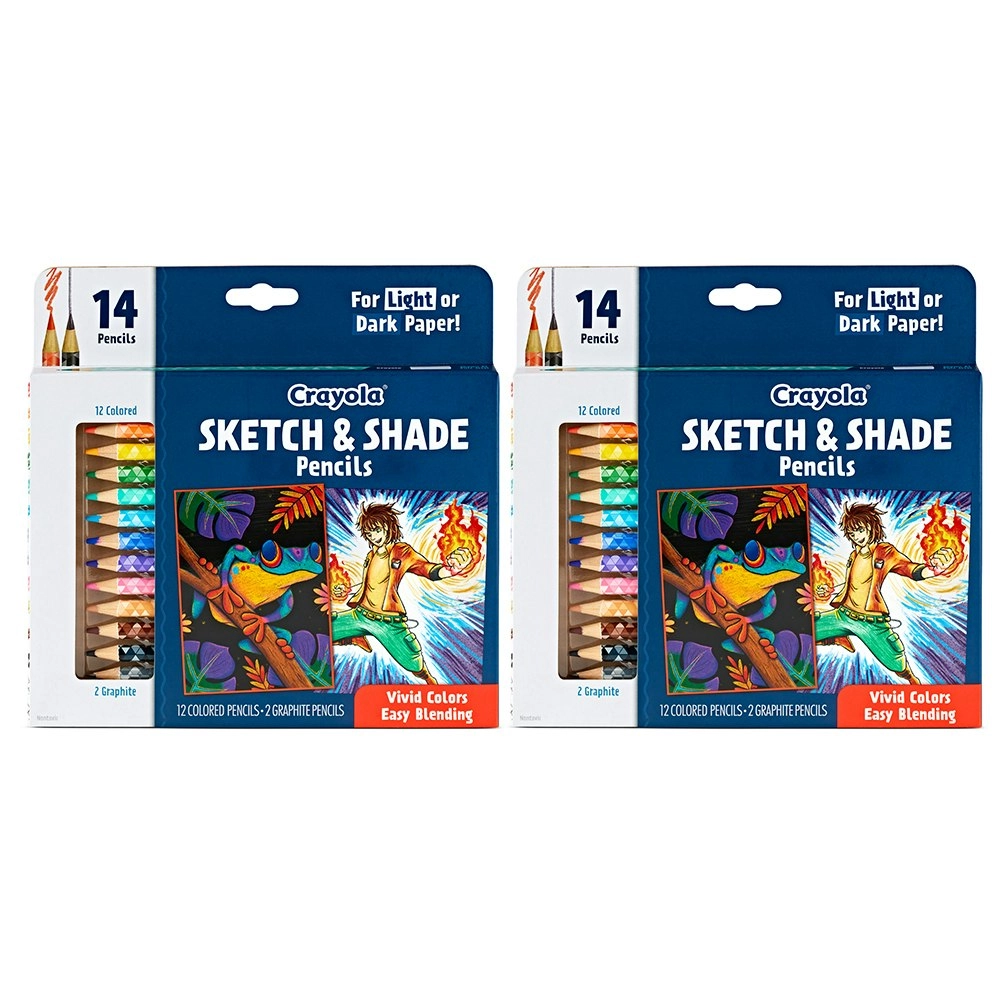 28pc Crayola Kids/Childrens Creative Art Sketch & Shade Colouring Pencils 96m+