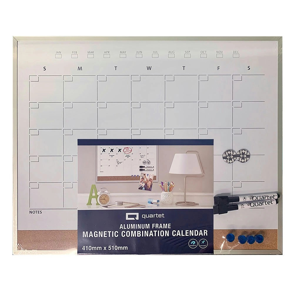 Quartet Magnetic Combination Monthly Calendar Board Home/Office/School w/Markers