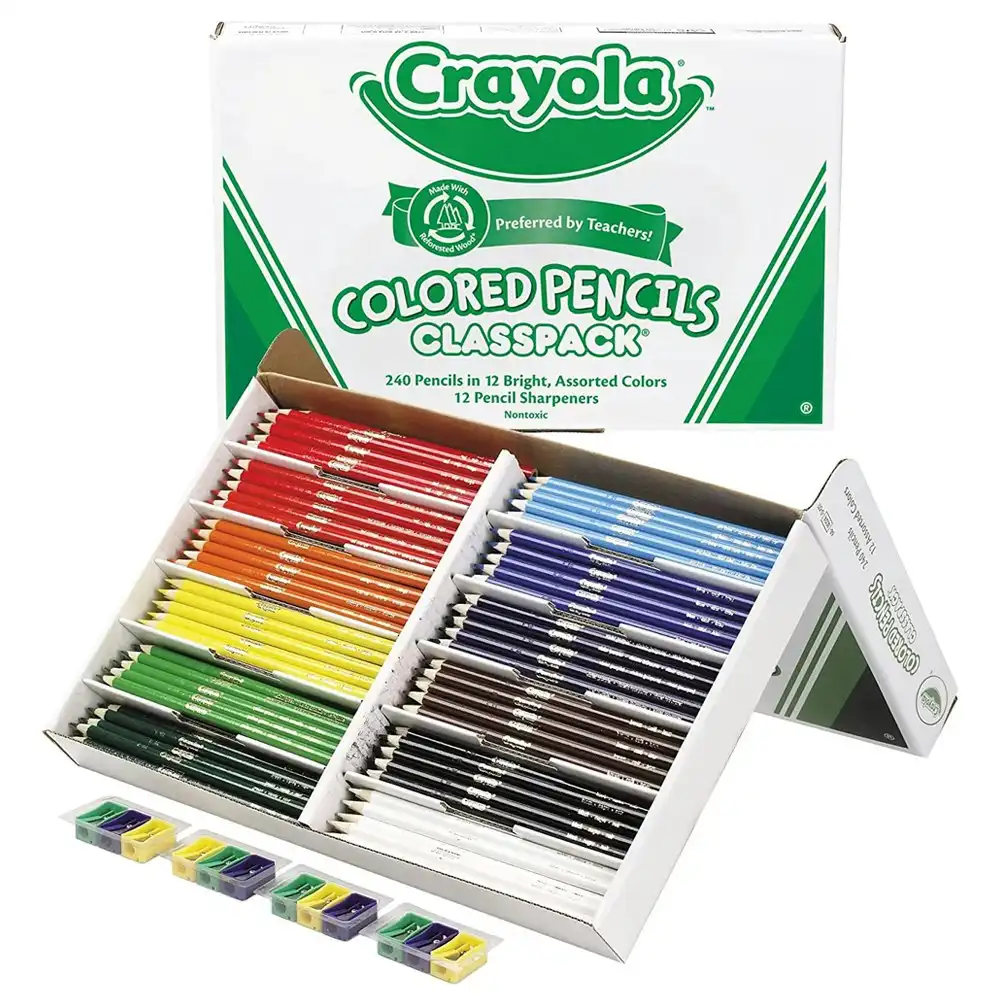 240pc Crayola Kids/Childrens Creative Art Colouring Pencils Classpack 36m+