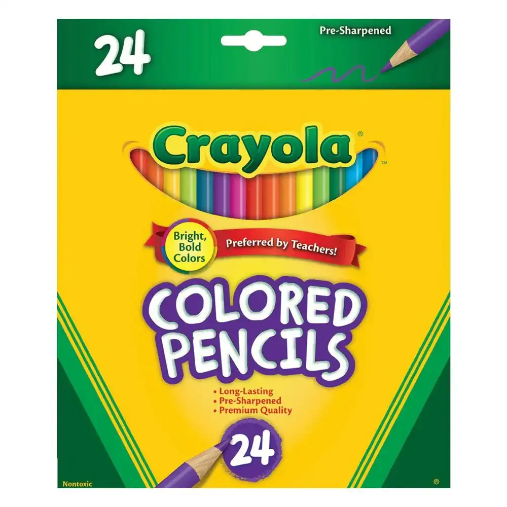 24pc Crayola Pre-Sharpened Coloured Pencils Kids/Children Drawing Art/Craft 6y+