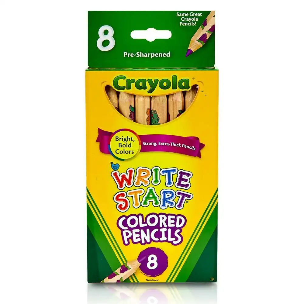 8pc Crayola Write Start Pre-Sharpened Coloured Pencils Drawing Art/Craft Kids 6+
