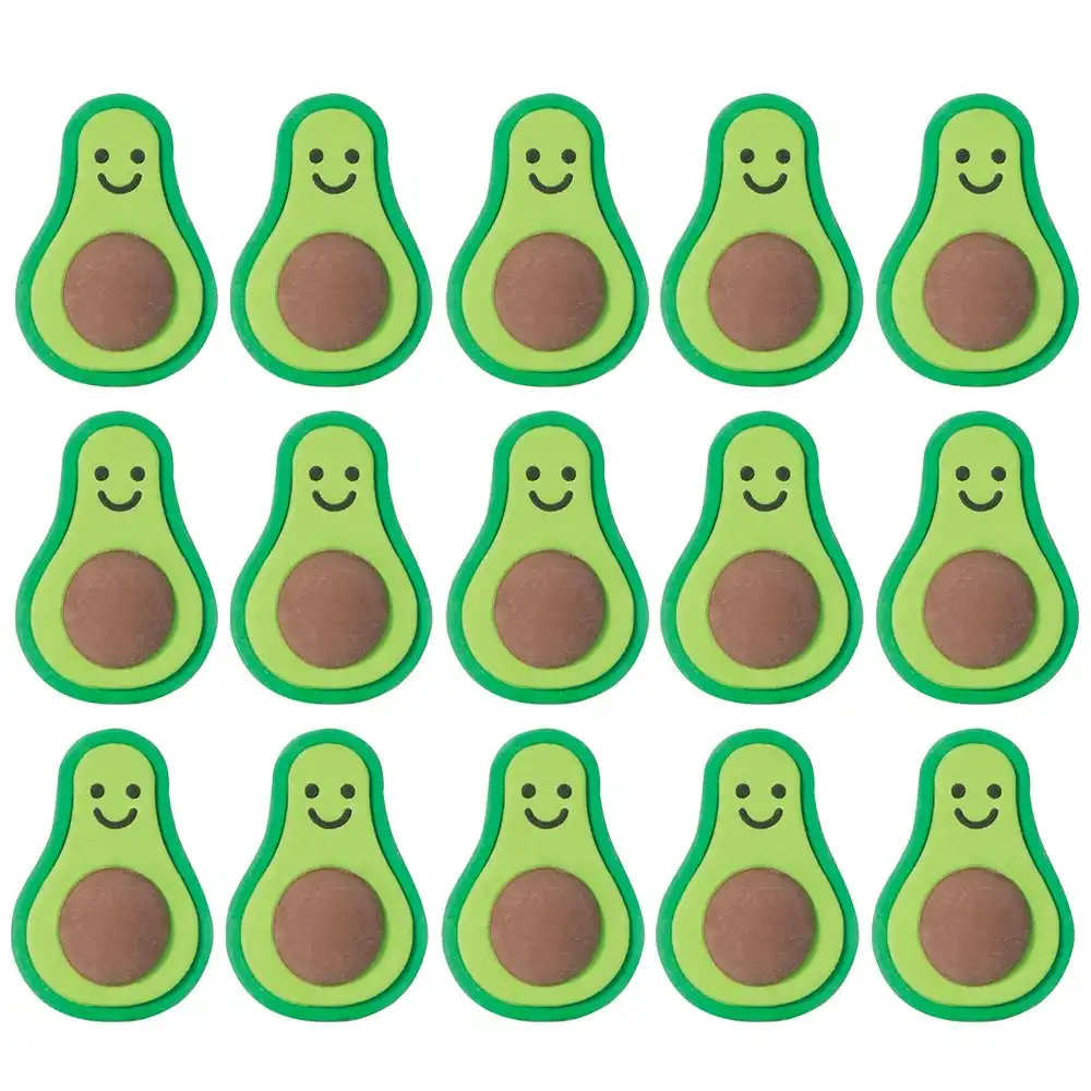15pc IS Gift Erase It! Kids Avocado Shaped Pencil Eraser/Rubber Stationery 5+