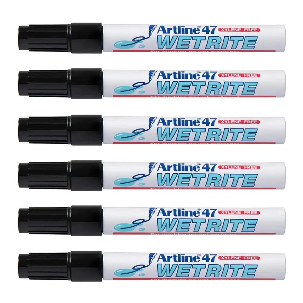 12PK Artline 47 Wetrite 1.5mm Bullet Nib Permanent Marker - Black