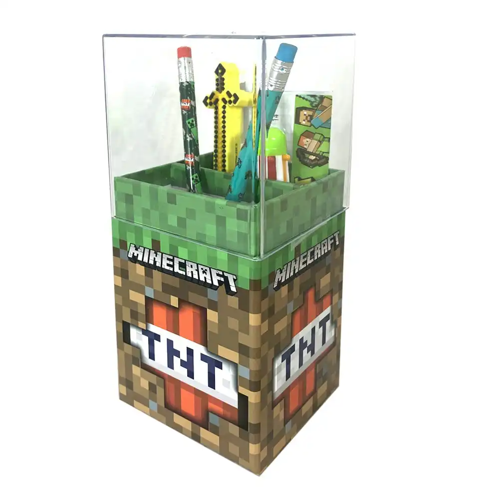 Minecraft Desk/Stationery Caddy/Storage/Organiser w/Sword Pen/Pencils/Pens/Ruler